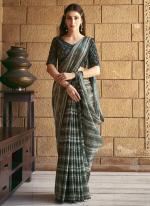 Sattin Silk Green Festival Wear Printed Saree